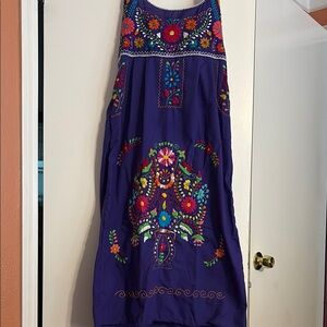 Purple Embroidered Floral Sundress